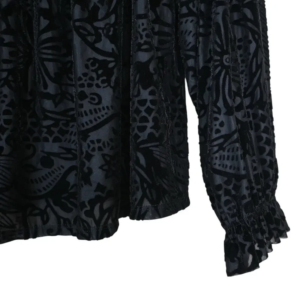 Free People Womens S A Little Twist Off Shoulder Velvet Black Top